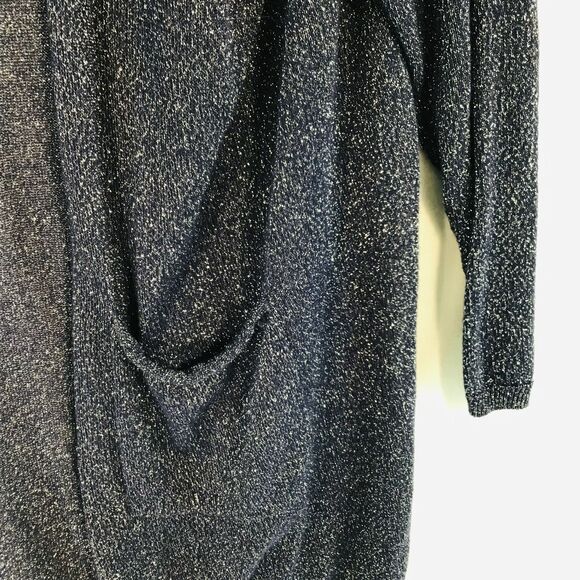Blue Metallic Knit Open Long Cardigan Long Sleeve Womens Size L Charming Charlie - Picture 9 of 12